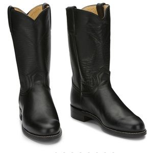 Justin Boots Black Leather Cora Roping Boots